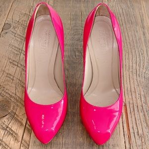 ALEXANDER MCQUEEN Neon Hot Pink Heart Heels RARE